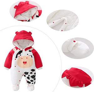 Monos para Bebés Recién Nacidos, Trajes de Algodón para Otoño e Invierno con Gorro y Pies, Mono Unisex Suave y Cálido para Bebé - Product Image 3