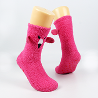 Haute qualité hiver corail velours tridimensionnel chiot oreille rembourré drôle pied chaussettes mignon mi-tube chaussettes épaisse chaleur