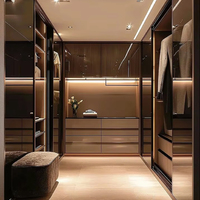 Ensemble de placard sur mesure haut de gamme avec éclairage LED, en bois massif, assemblé, pour la décoration de la chambre à coucher