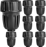 Adaptador de Manguera con Conector de 1/2 y 3/4 Pulgadas para Riego por Goteo, Paquete de 8, Plástico Negro, Conector para Grifo Agrícola