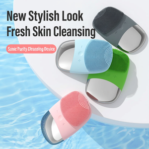 Sonic Facial Cleansing <b>Brush</b> Silicone <b>Electric</b> Face Cleaner Waterproof USB Rechargeable Ultrasonic Deep <b>Cleaning</b> Device - Product Image 2