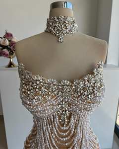 LM A863 Robe de soirée sirène blanche de luxe pour femmes saoudiennes, occasion de mariage 2025 - Product Image 2