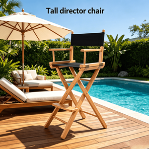 Silla <span class=keywords><strong>de</strong></span> director plegable alta, portátil, ligera y <span class=keywords><strong>de</strong></span> alta calidad, <span class=keywords><strong>de</strong></span> madera, con cojín <span class=keywords><strong>de</strong></span> lona cómodo, para uso en hoteles y exteriores. - Product Image 2