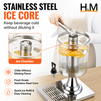Distributeur de jus commercial avec compartiment à glace 8L (2,1 gallons) en acier inoxydable, robinet anti-goutte, idéal pour hôtels, buffets et fêtes