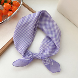 Été Nouveau Colorful Flower Printed Short Small Square Scarf Ladies 55*55CM Cotton Polyester Neck Tie Square Hair Scarf Bandanas - Product Image 6