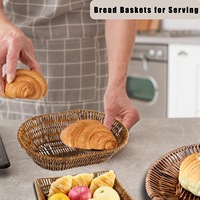 Petits paniers en osier, paniers à pain pour le service, organisateur décoratif de stockage de nourriture de casse-croûte de fruit de rotin tissé à la main pour la cuisine