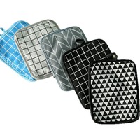 Set de table épaissi de style japonais pour table à manger, tapis pour bol et tasse, tapis isolant thermique carré en coton et lin à carreaux