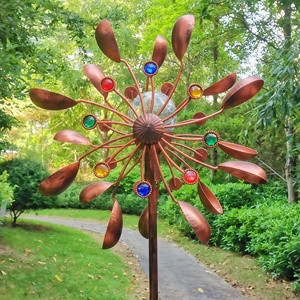 Molinillo de Viento Decorativo para Exteriores con Luz Solar de 6 Colores, 360° °   Esculturas de Viento Giratorias Grandes de Metal, Molinos de Viento para Jardín - Product Image 3