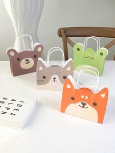 Classic Candy Animal Tote Gift <b>Bags</b> with Twisted Handles Custom Logo Printed Kraft Paper for Birthday Parties & Kids - Product Image 4