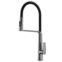 Robinet de cuisine carré à poignée unique doré avec pulvérisateur pour évier de cuisine, hôtel ou salle de bain