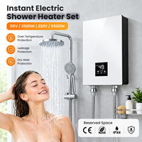 Chauffe-eau instantané compact 5,5 kW sans réservoir, ensemble de douche électrique en acier inoxydable mural, vente en gros, 220V 230V, fabrication ODM