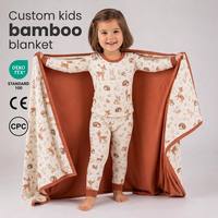 Couverture pour enfants en bambou certifiée CPC, double couche, imprimé forêt, ensemble de vêtements de nuit assorti, layette