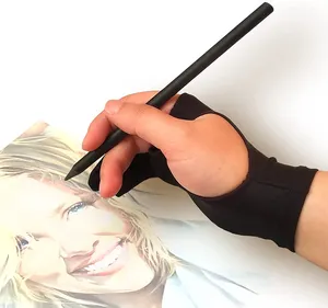 W & K3層防汚紙スケッチ絵画アーティストタブレット2本指描画手袋が偶発的な接触を防ぎます