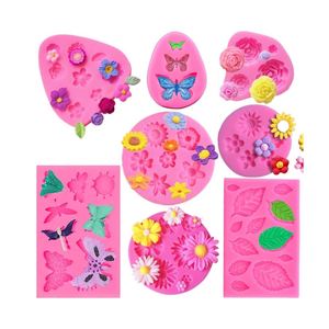Moldes de Silicona para Fondant con Forma de Mariposa y Flor Mediana, Coloridos, Ecológicos, Aptos para Horno, Modelo TY-0916-46, para Dulces, Chocolate y Manualidades - Product Image 1