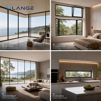 Porte coulissante panoramique en verre sur mesure Lange, à rupture de pont thermique, triple vitrage, pour la maison