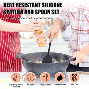 ชุดอุปกรณ์ครัวซิลิโคนสำหรับใช้ในบ้าน ช้อนตะหลิว ทัพพี ด้ามยาวกันลื่น ชุดเครื่องครัวสำหรับทำอาหาร - Product Image 3