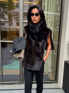 Women's Long Faux Fur <b>Scarf</b>, Plush Winter <b>Shawl</b>, Soft and Warm <b>Scarf</b>, Sleeveless Vest, Cape, Fashion Accessory Wholesale - Product Image 4
