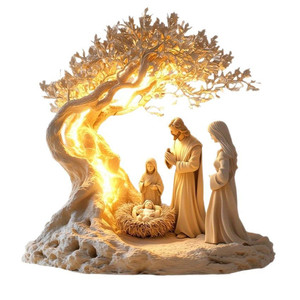 KOMI Figurine de la Sainte Famille de 7,9 pouces, Décoration de bureau, Arbre de Vie de la Nativité, Jésus Nouveau-né, Artisanat de table, Cadeau MC25090514 KOMI 7,9 pouces H - Product Image 1