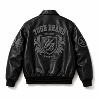 Blouson en cuir personnalisé avec logo pour homme, noir, patchwork, style racing, blouson universitaire, marque privée, patch de course, blouson bomber, fabrication OEM