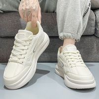 Chaussures de sport tendance pour hommes, nouvelle collection été, respirantes en toile, polyvalentes, blanches, à semelle épaisse, style coréen, pour la marche