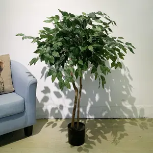 Modern ev oturma odası dekorasyon 1.2m yaprak bitki yapay banyan bonzai ağacı plastik yapay banyan ağacı