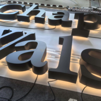 Letras Iluminadas con Halo de Acero Inoxidable Negro Mate Pintadas con Spray LED de 75 mm de Grosor, Letrero Personalizado para Interiores de Fábrica con Alta Tasa de Elogios