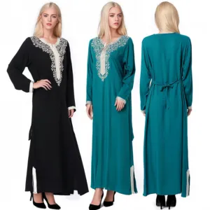 Élégant 2024 Eid vêtements islamiques femmes brodé Viscose fête formelle Abaya longue robe pour dames musulmanes
