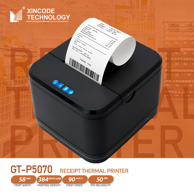 Xincode GT-P5070 Thermal Desktop Printer 58mm Direct Thermal Receipt Thermal Printers with ESC/POS Print Commands Set