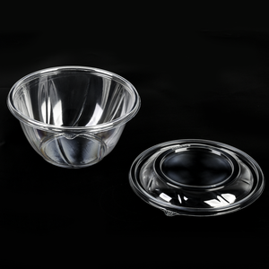 علبة سلطة مستديرة متينة للوجبات الجاهزة من البولي إيثيلين تيريفثاليت سعة 24 أونصة مانعة للتسرب لتعبئة الطعام وحاوية بلاستيكية شفافة للسلطة مع غطاء - Product Image 1