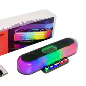 2.5 Inch 3000mAh Wireless RGB LED Colorful Light Computer Speaker BT Transparent Woofer Keyboard Stereo Speaker Hifi Music Box