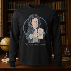 T-shirt a maniche lunghe Gottfried Wilhelm Leibniz, scienza, filosofia, matematica, genio - Product Image 3
