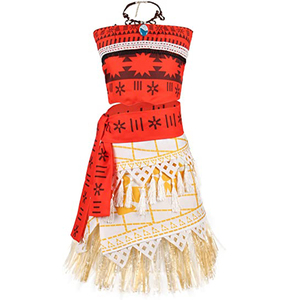 HEYLI Set Vestito e Gonna in Poliestere da Principessa Moana per Bambine <span class=keywords><strong>con</strong></span> Cintura e Collana, per Halloween, Carnevale e Cosplay - Product Image 1