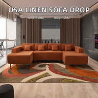 Modernes, elegantes Design U-förmiges Leinen gewebe Modulares Sofa garnitur für Apartment Villa Home Hotel Resort