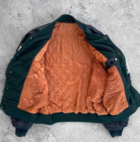 Blouson universitaire vintage personnalisé en laine verte pour homme, avec manches en cuir noir, patch étoile, style rétro baseball, matelassé et chaud