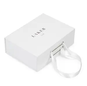 Schlussverkauf hochwertige kundenspezifische papierverpackungsbox in Buchform weiße Geschenkbox mit Band faltbare Verpackung