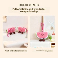 Porte-clés et pendentif de sac en peluche Pastèque ultra-doux avec motif visage souriant