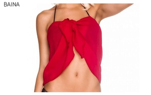 Nouveau femmes court Sarong robe portefeuille crème solaire châle paréo jupe en mousseline de soie plage couvrir maillots de bain - Product Image 3