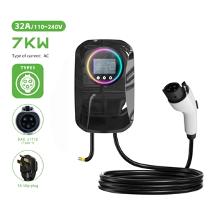 Nuevo <span class=keywords><strong>Cargador</strong></span> para Vehículos Eléctricos de 7kW Nivel 2 Tipo 1 SAE J1772 Wallbox 32A Estación de Carga Inteligente para Uso Doméstico con Control por Aplicación Tuya y RFID - Product Image 1