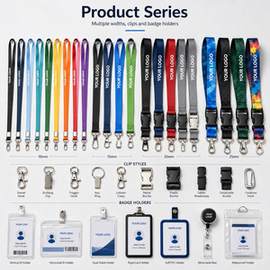 Lanière personnalisée en polyester avec impression par transfert thermique, boucle détachable, divers clips de fixation pour événements, porte-badge d'identification - Product Image 6