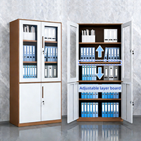 Meuble de Rangement de Bureau Transparent avec Porte Vitrée Verrouillable en Acier Moderne pour Documents et Études à Domicile
