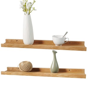 Étagères murales en bois Baifengli, 2 niveaux, couleur chêne, fixation par vis, support de rangement multifonctionnel pour salle de bain, salon, cuisine - Product Image 3