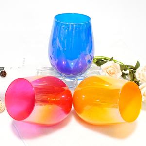 FENGJUNカスタム9オンス12オンス14オンス16オンス20オンス卵型ワインカップ形状ステムレス虹色の空のガラスカラフルなキャンドルホルダー - Product Image 4