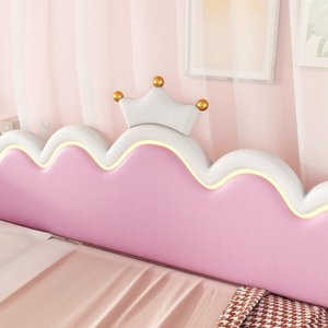 Modern Twin Convertible Foldable Daybed with LED Lights and Crown Headboard Upholstered for Hotel Use - Product Image 3