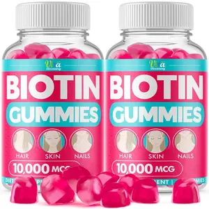 10000 Mcg Kulit Rambut dan Kuku Gummies untuk Wanita dan Pria Rambut Multivitamin Pertumbuhan Biotin Gummy