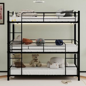 Litera doble metálica con escalera y barandilla completa, diseño moderno para dormitorio, uso en dormitorios de niños, adolescentes y adultos. ODM/OEM disponible. - Product Image 2