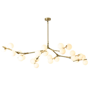 Chambre de luxe contemporaine en métal noir doré suspension éclairage plafond lustre lumières blanc fumée boule de verre suspension lampe décor - Product Image 1