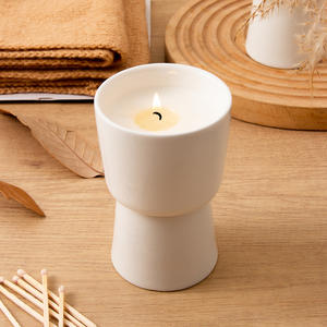 Porte-bougie en céramique élégant, forme cylindrique, tasse vide pour décoration intérieure, usage cadeau DB2732 - Product Image 1