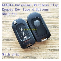 KeyDIY Télécommande universelle sans fil à rabat Type de clé de voiture 4 boutons NB10-3 + 1