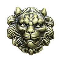 Boucle de ceinture décorative en métal 3D, motif tête de lion en bronze antique, style vintage argenté, pour ceinture en cuir, type cowboy western