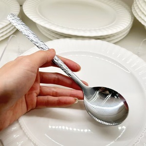 Stainless Steel Crackle Pattern Spoon Japanese Hammered Round Head Household Rice Soup Dessert Spoon <b>Hand</b> <b>Wash</b> Only - Product Image 3